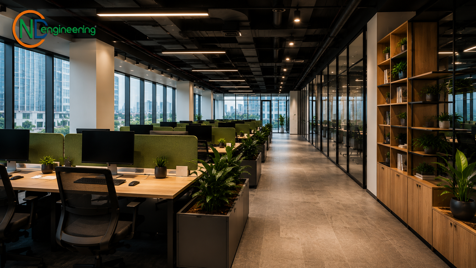 Open plan coworking space